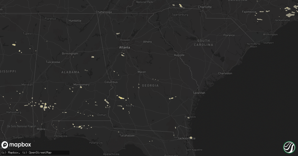 Hail map in Georgia on July 21, 2015