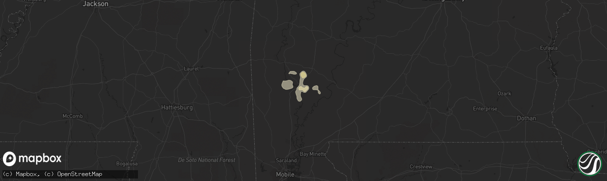 Hail map in Jackson, AL on July 21, 2015