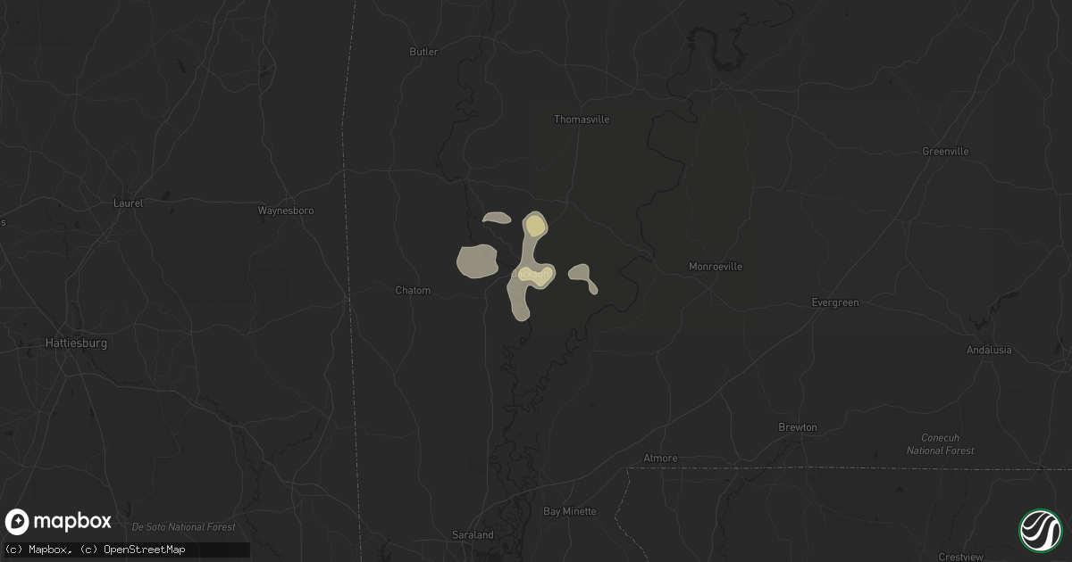 Hail map in Jackson, AL on July 21, 2015