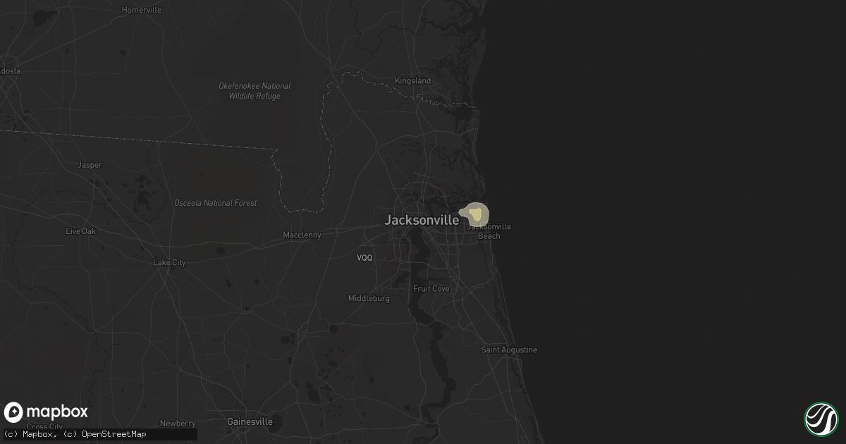 Hail map in Jacksonville, FL on July 21, 2015