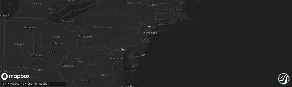 Hail map in New Jersey on July 21, 2015