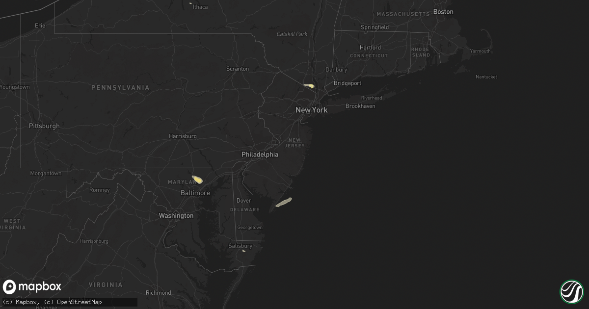 Hail map in New Jersey on July 21, 2015