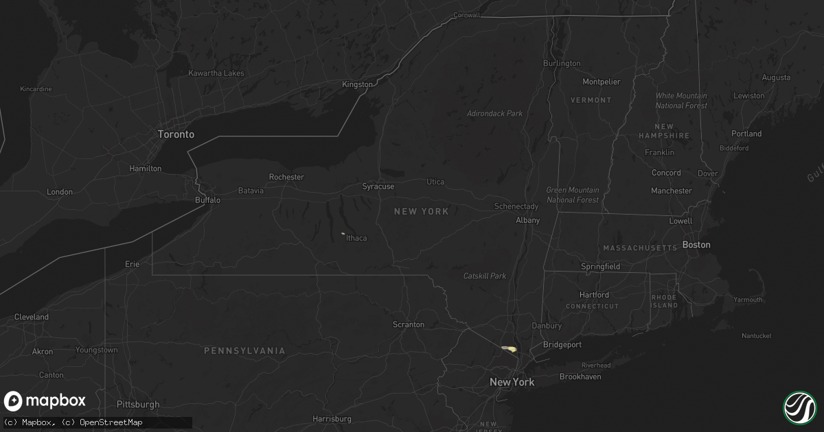 Hail map in New York on July 21, 2015