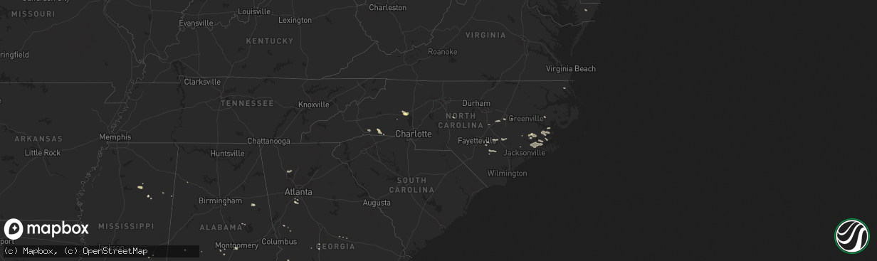 Hail map in North Carolina on July 21, 2015