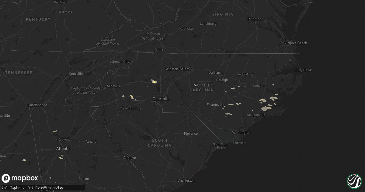 Hail map in North Carolina on July 21, 2015