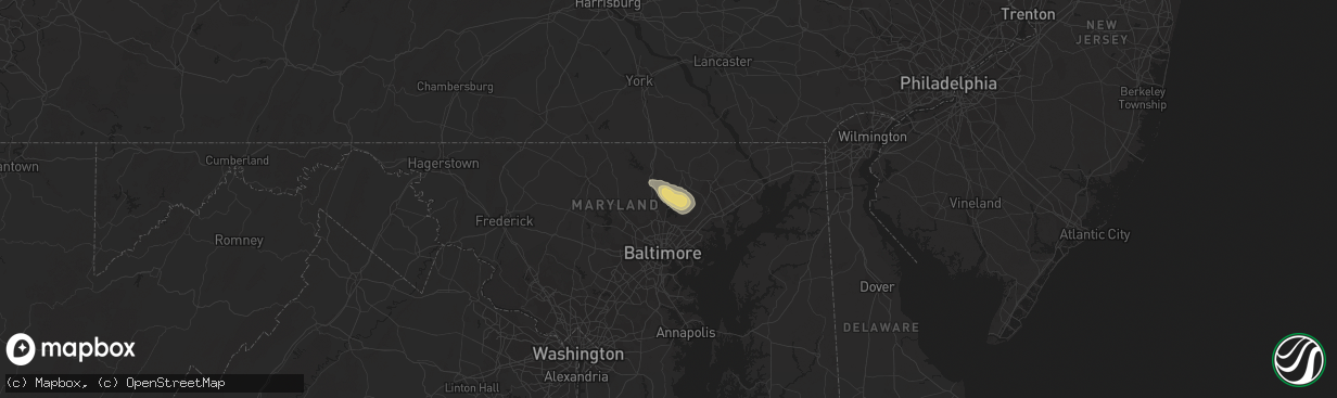 Hail map in Phoenix, MD on July 21, 2015