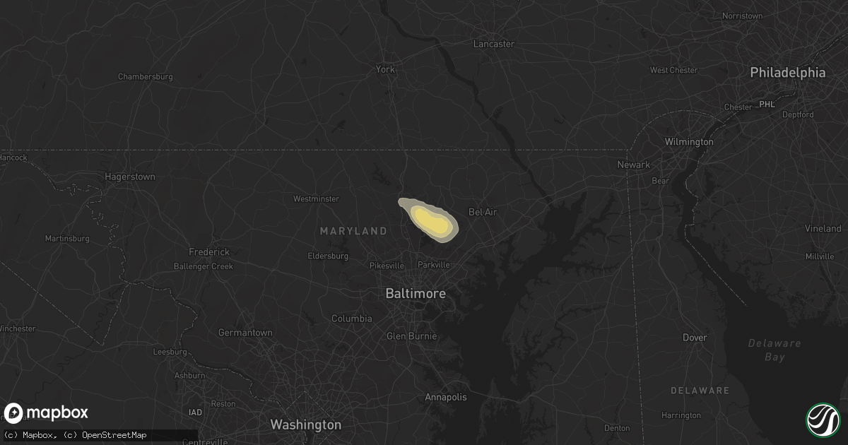 Hail map in Phoenix, MD on July 21, 2015