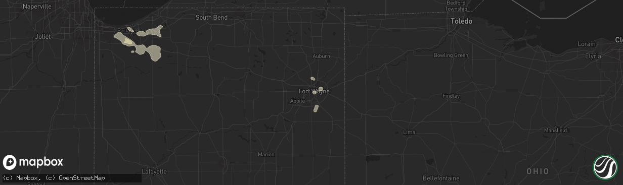 Hail map in Fort Wayne, IN on July 21, 2016