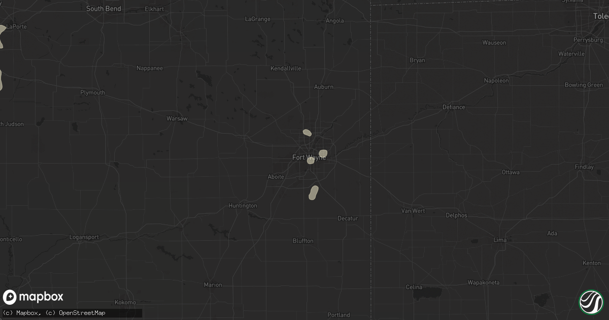 Hail map in Fort Wayne, IN on July 21, 2016