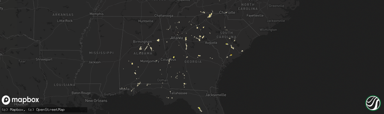 Hail map in Georgia on July 21, 2016