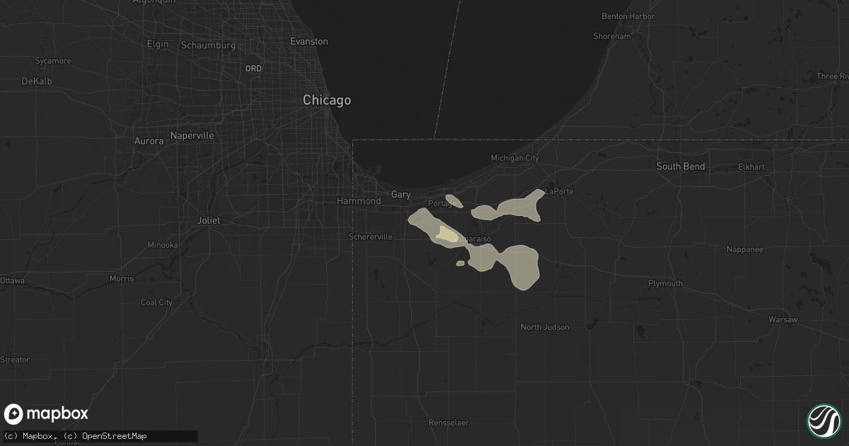 Hail map in Hobart, IN on July 21, 2016