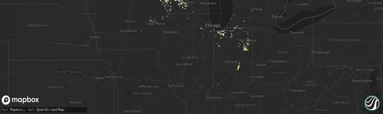 Hail map in Illinois on July 21, 2016