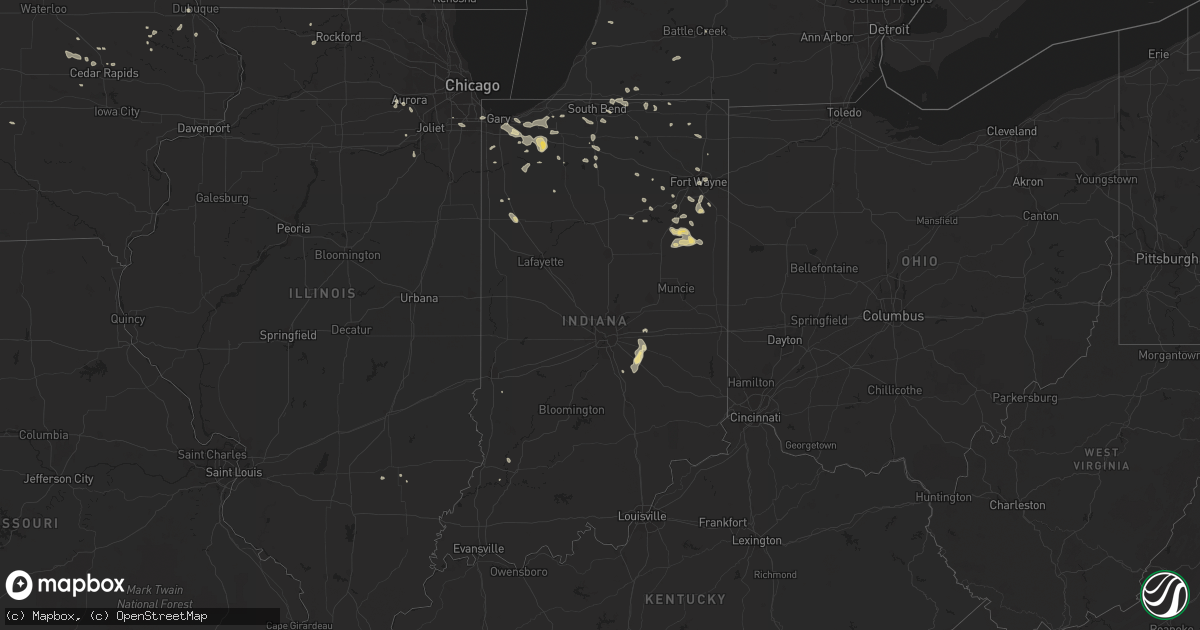 Hail map in Indiana on July 21, 2016