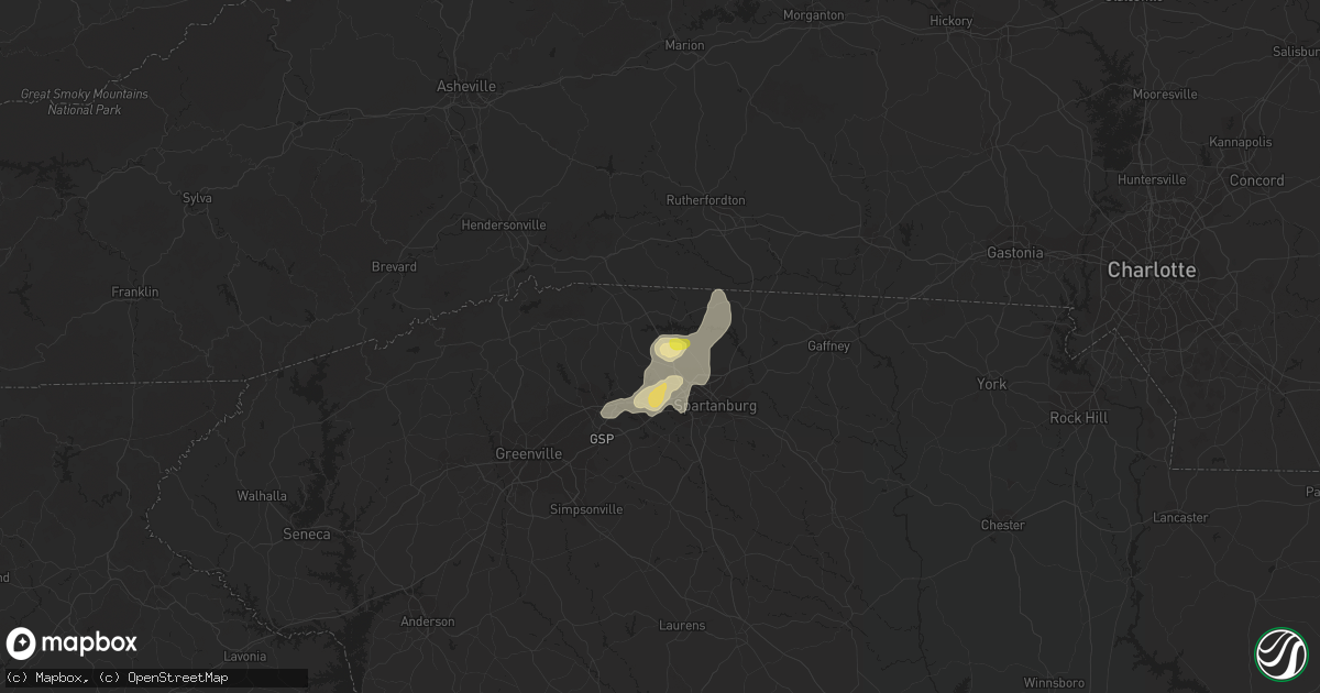 Hail map in Inman, SC on July 21, 2016