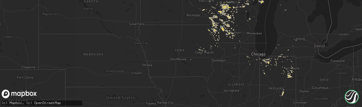 Hail map in Iowa on July 21, 2016