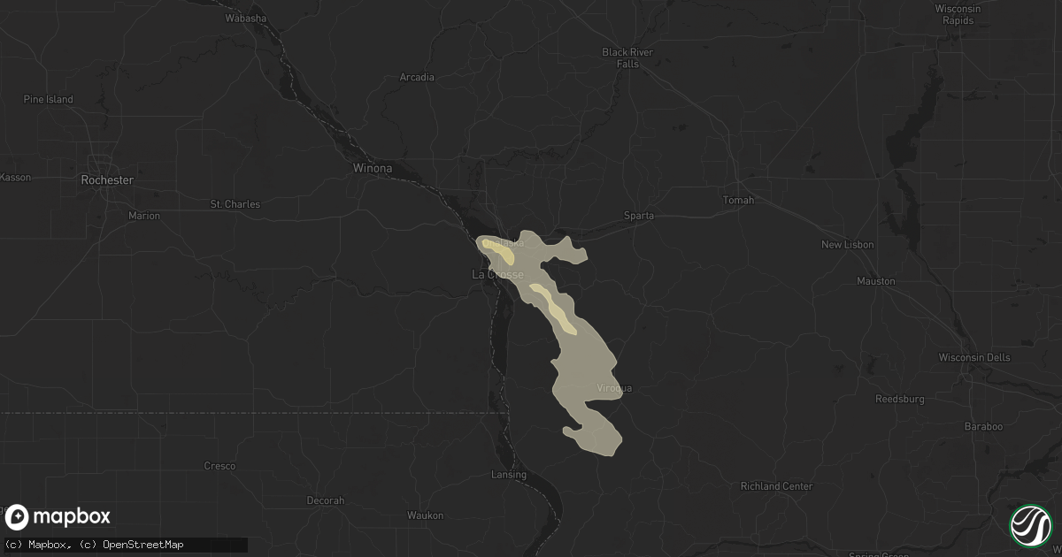 Hail map in La Crosse, WI on July 21, 2016