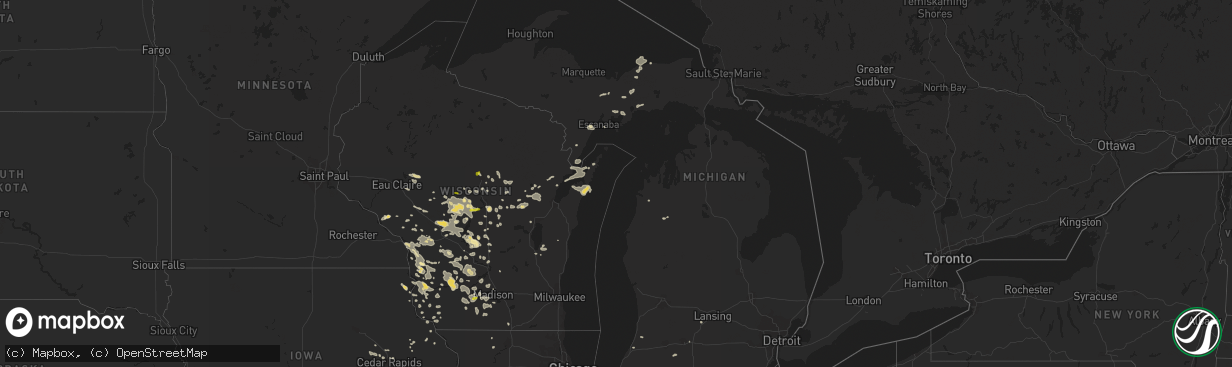 Hail map in Michigan on July 21, 2016