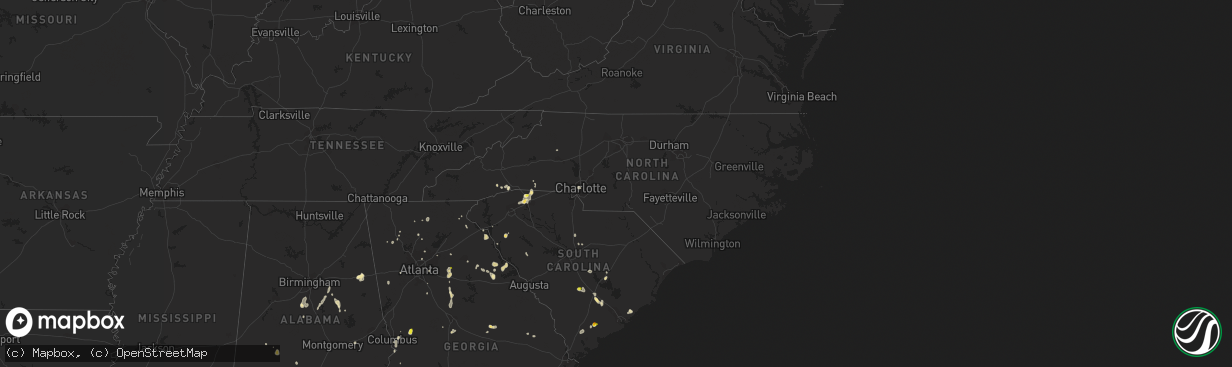 Hail map in North Carolina on July 21, 2016