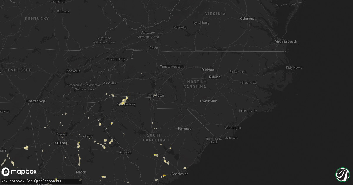 Hail map in North Carolina on July 21, 2016