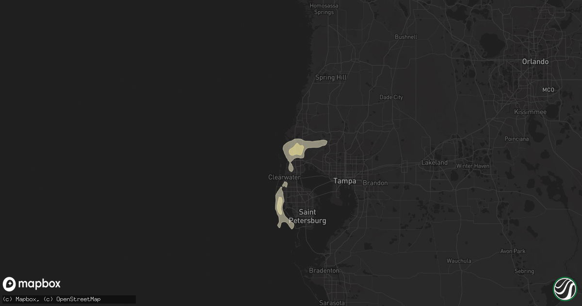 Hail map in Palm Harbor, FL on July 21, 2016