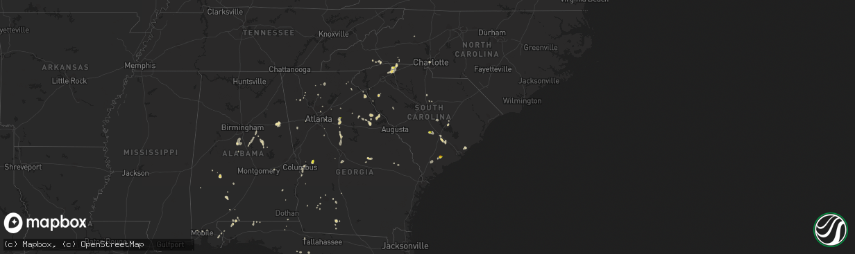 Hail map in South Carolina on July 21, 2016