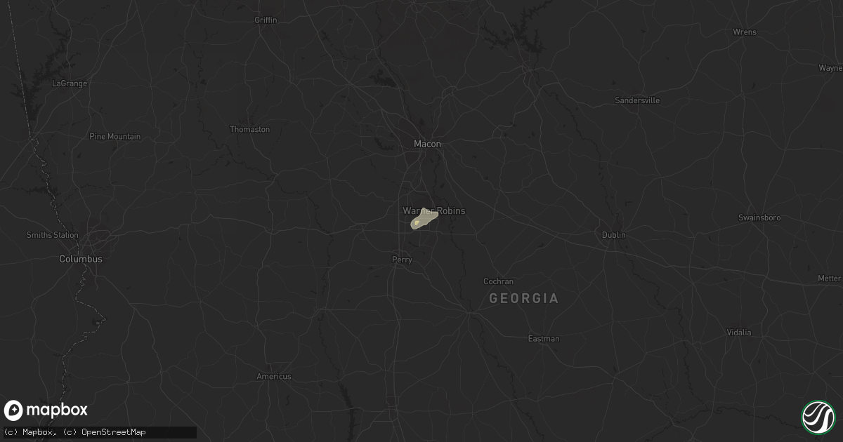 Hail map in Warner Robins, GA on July 21, 2016