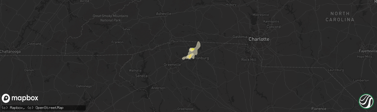 Hail map in Wellford, SC on July 21, 2016