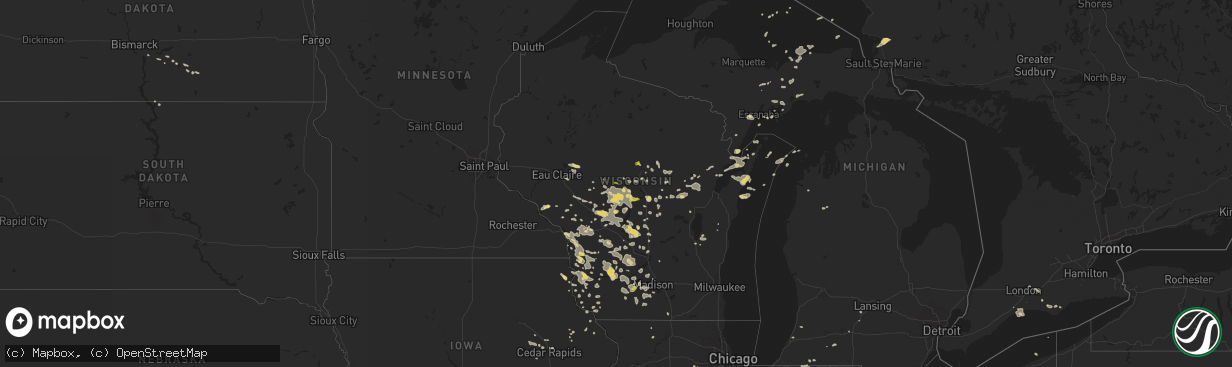 Hail map on July 21, 2016