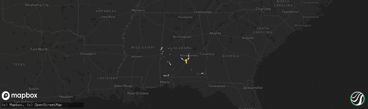 Hail map in Alabama on July 21, 2017