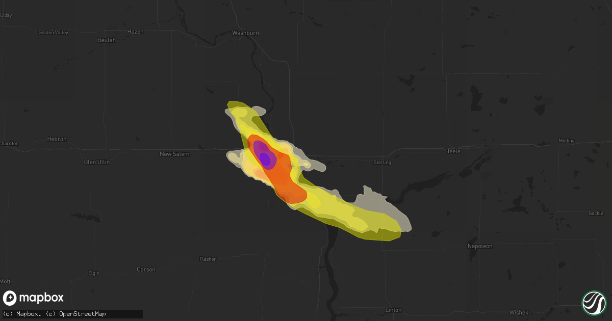Hail map in Bismarck, ND on July 21, 2017
