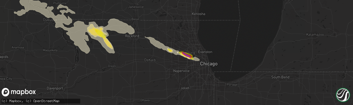 Hail map in Elgin, IL on July 21, 2017