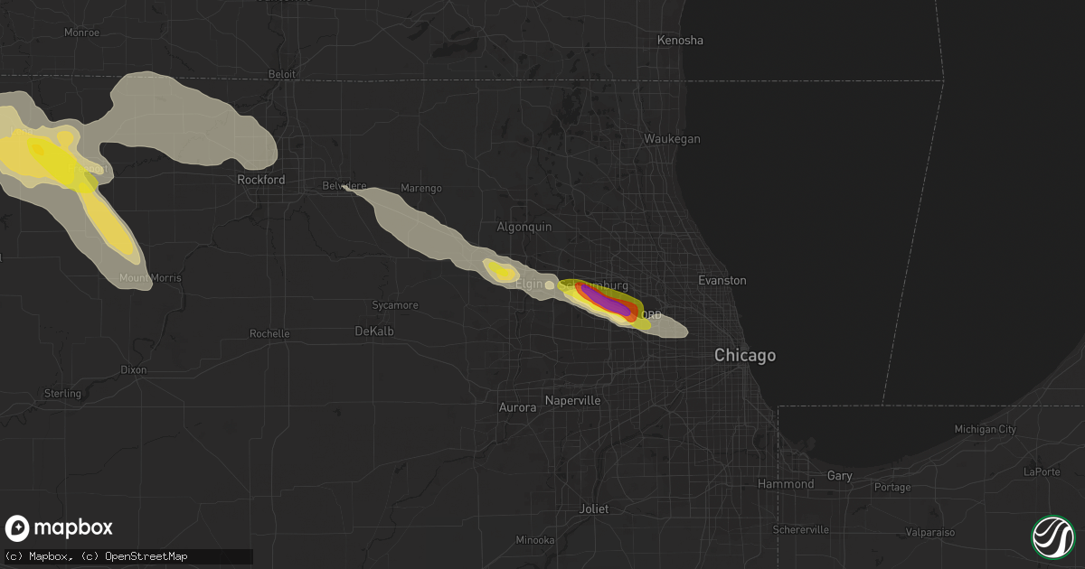 Hail map in Elgin, IL on July 21, 2017