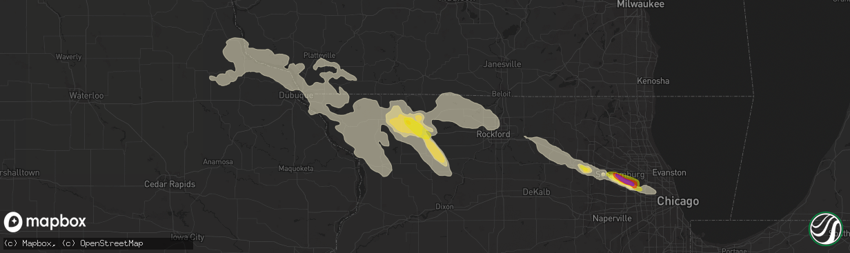 Hail map in Freeport, IL on July 21, 2017