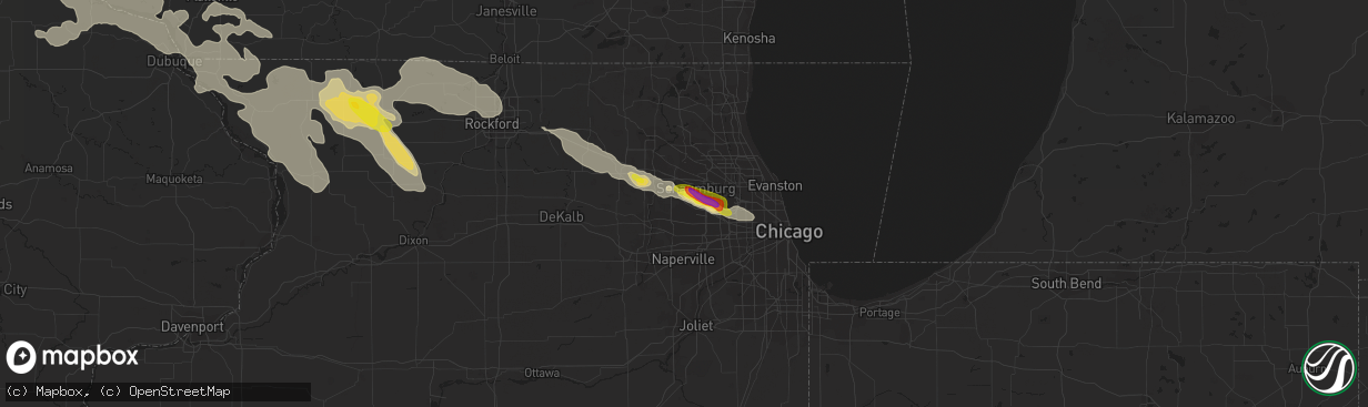 Hail map in Hanover Park, IL on July 21, 2017