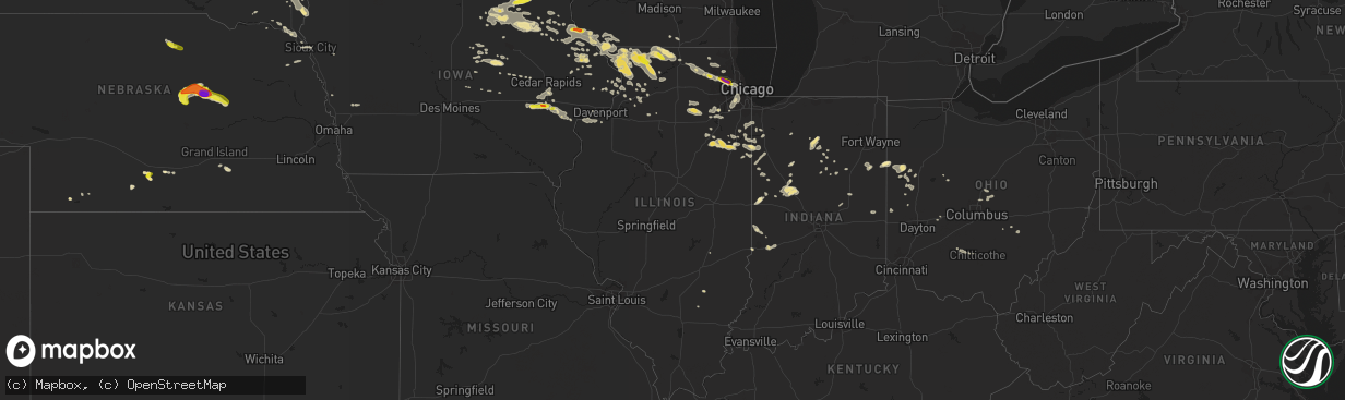 Hail map in Illinois on July 21, 2017