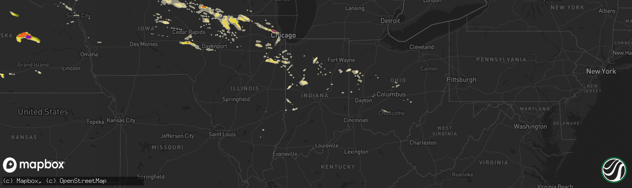 Hail map in Indiana on July 21, 2017