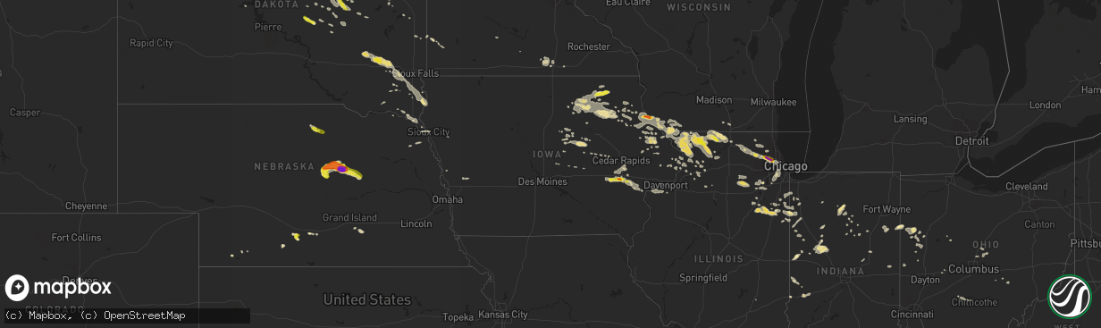 Hail map in Iowa on July 21, 2017