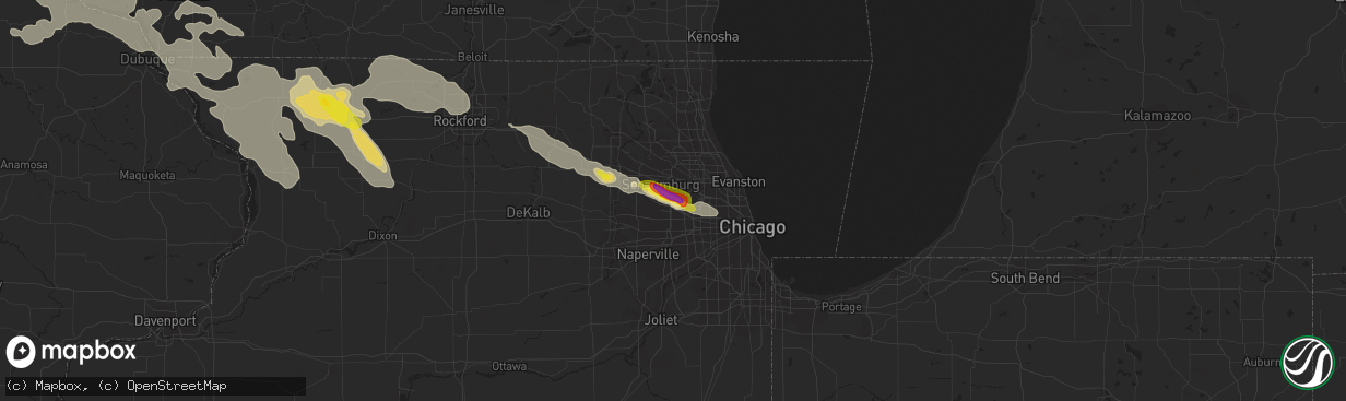 Hail map in Itasca, IL on July 21, 2017