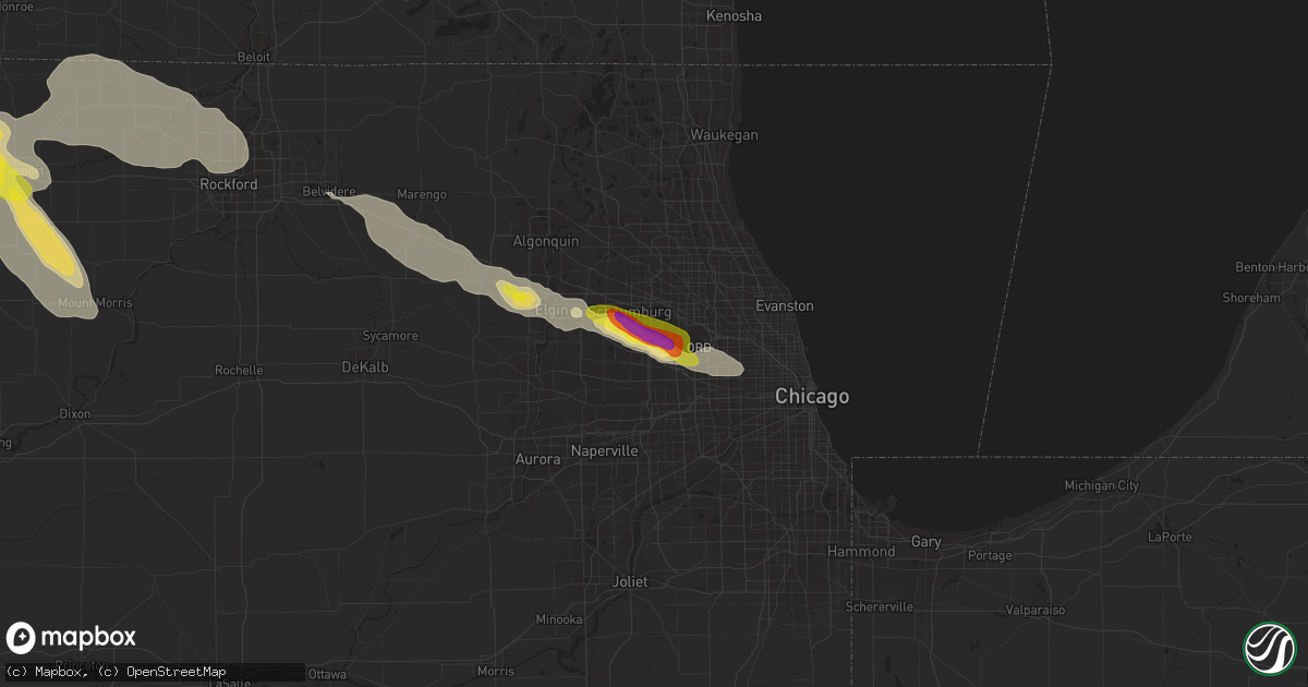 Hail map in Itasca, IL on July 21, 2017