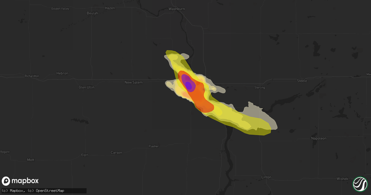 Hail map in Mandan, ND on July 21, 2017