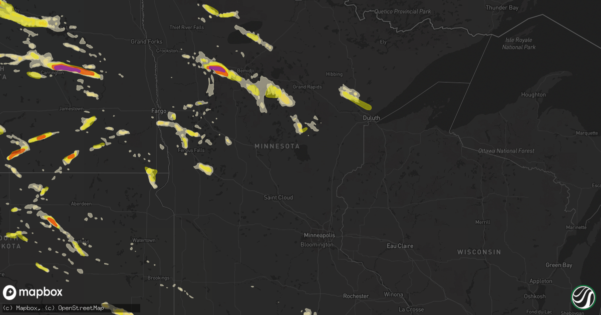 Hail map in Minnesota on July 21, 2017
