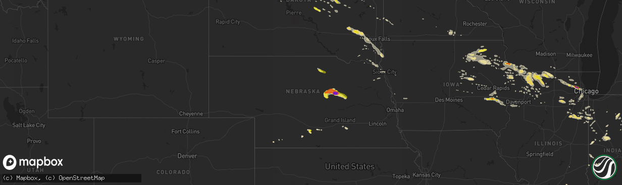 Hail map in Nebraska on July 21, 2017