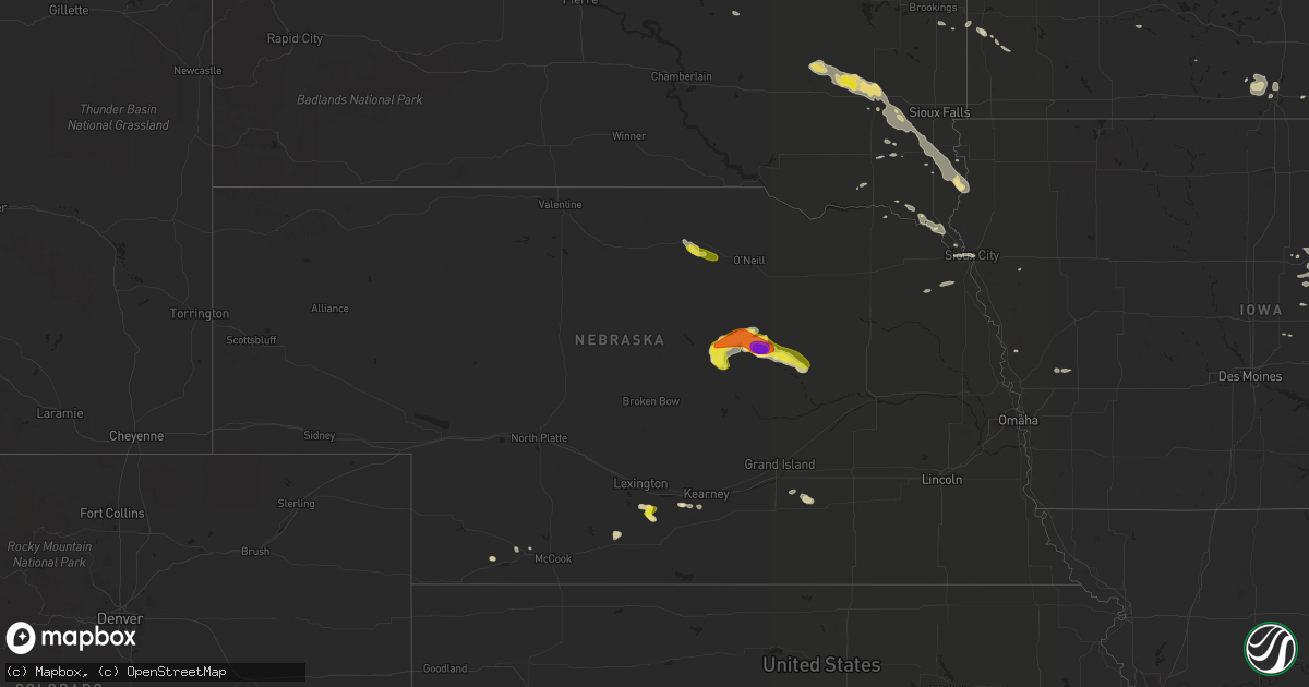 Hail map in Nebraska on July 21, 2017