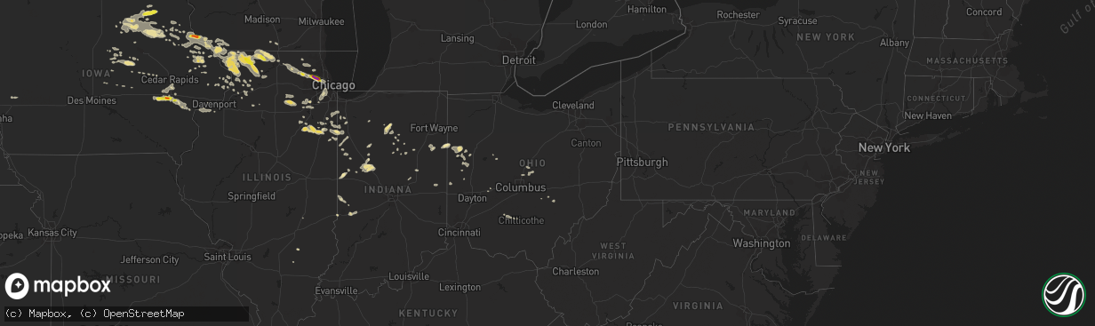 Hail map in Ohio on July 21, 2017