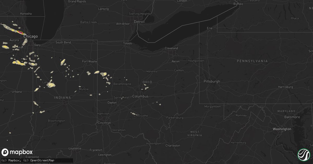 Hail map in Ohio on July 21, 2017
