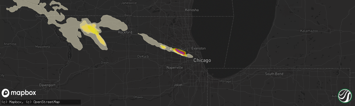 Hail map in Roselle, IL on July 21, 2017