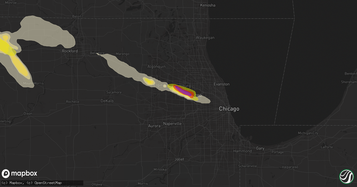 Hail map in Roselle, IL on July 21, 2017