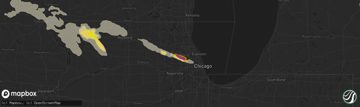 Hail map in Schaumburg, IL on July 21, 2017