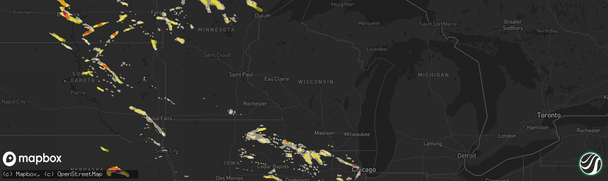 Hail map in Wisconsin on July 21, 2017