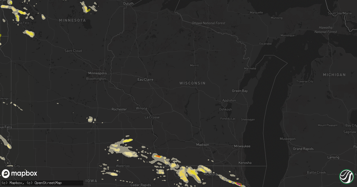 Hail map in Wisconsin on July 21, 2017